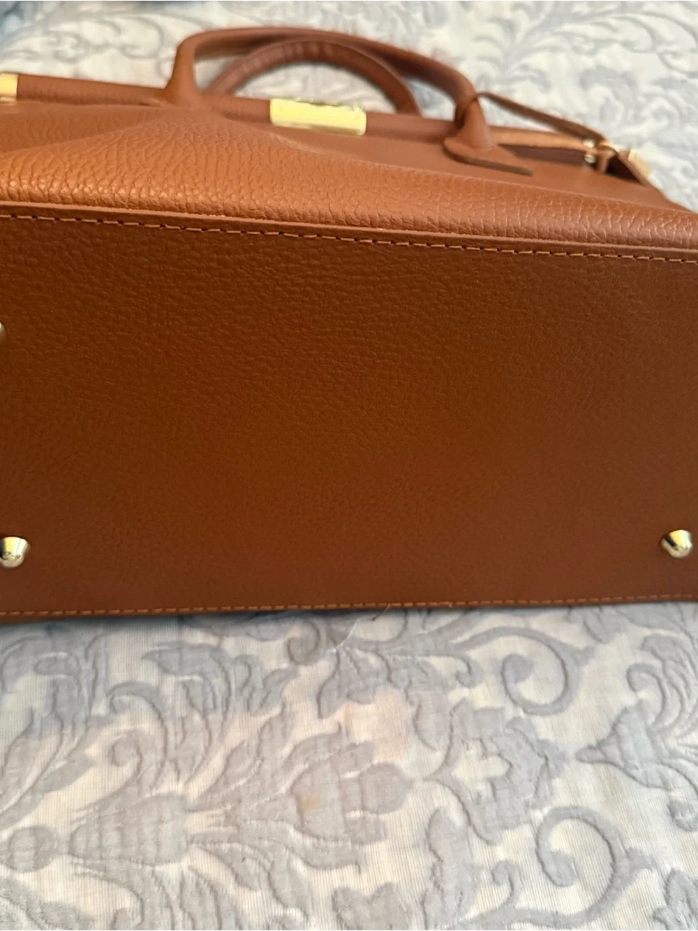 Italian Leather Classic Structured Women's Top-Handle Bag in Tan